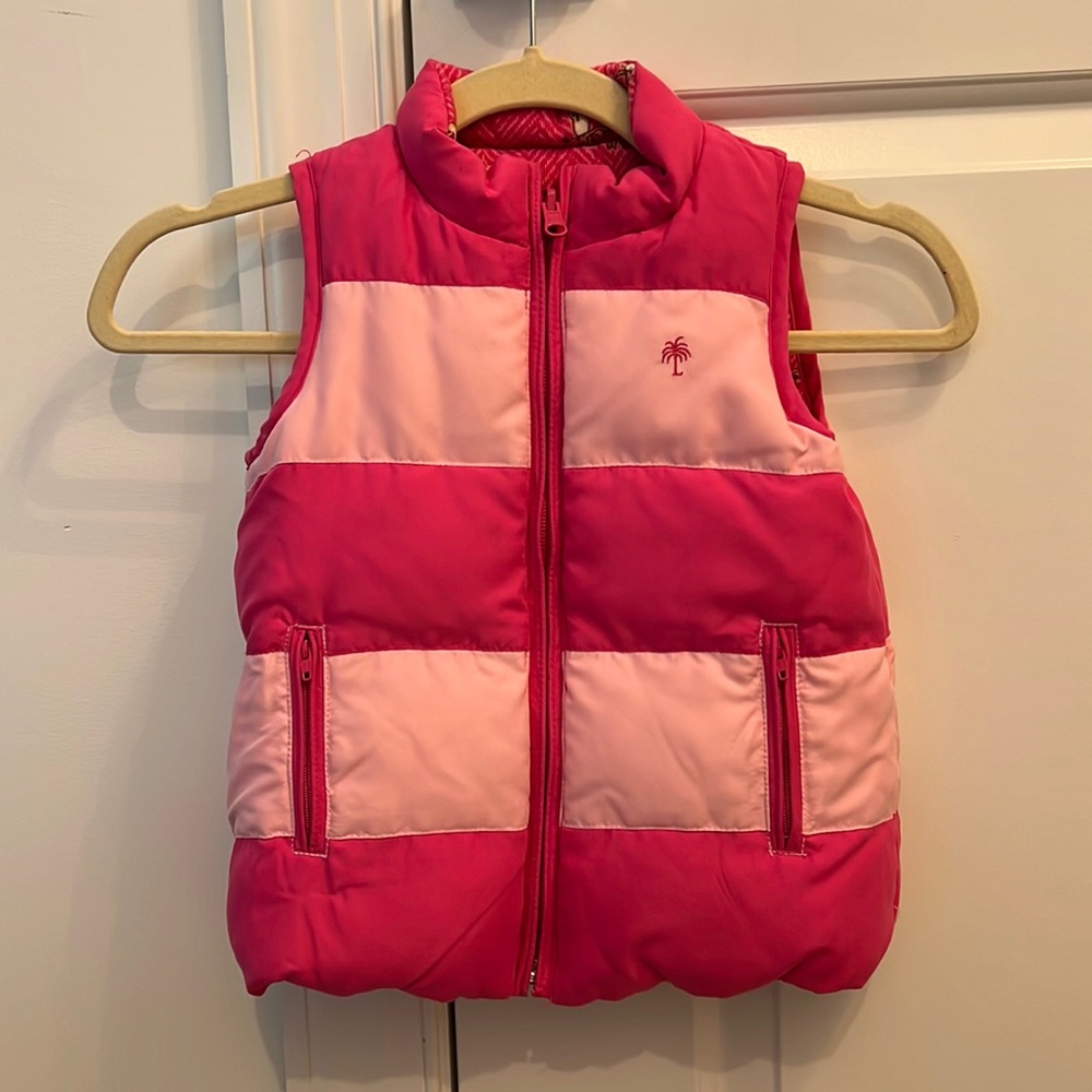 Reversible pink Lilly Pulitzer puffy vest